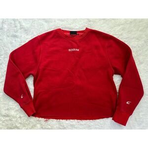 BOXRAW‎ Red Johnson Cropped Raw Hem Crewneck Sweatshirt Womenswear size XXL